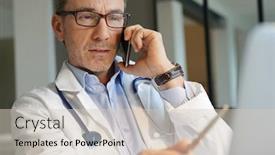  Presentation with doctor office - Amazing PPT theme having doctor-in-office-working backdrop and a soft green colored foreground