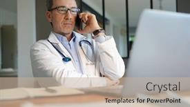  Presentation with doctor office - Slide set featuring doctor-in-office-working background and a soft green colored foreground