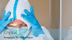  Presentation with burnout - Slide deck with doctor-in-protective-clothing-holds background and a light blue colored foreground