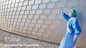  Presentation with clothing - Slide set featuring doctor-in-protective-clothing-urges background and a gray colored foreground