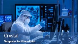  Presentation with science - Slide deck having doctor-in-protective-suit background and a ocean colored foreground