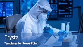  Presentation with science - Presentation theme consisting of doctor-in-protective-suit background and a teal colored foreground