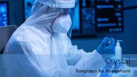  Presentation with genetic - Amazing presentation having doctor-in-protective-suit backdrop and a light blue colored foreground