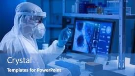  Presentation with vaccine - Presentation with doctor-in-protective-suit background and a teal colored foreground