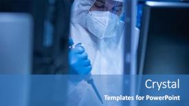  Presentation with science - Slide set consisting of doctor-in-protective-suit background and a teal colored foreground