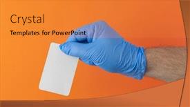 Presentation with latex gloves - Theme featuring doctor-in-sterile-latex-blue background and a gold colored foreground