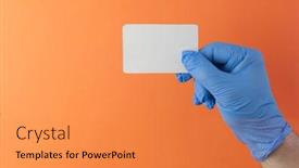  Presentation with latex gloves - Slide deck consisting of doctor-in-sterile-latex-blue background and a gold colored foreground