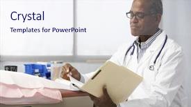  Presentation with surgery - Presentation theme featuring doctor in surgery reading patient background and a sky blue colored foreground