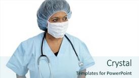  Presentation with scrubs - Colorful slide deck enhanced with doctor in surgical scrubs backdrop and a sky blue colored foreground