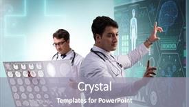  Presentation with telemedicine - Presentation design enhanced with doctor in telemedicine concept looking background and a gray colored foreground