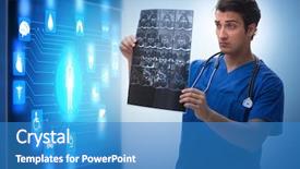  Presentation with telemedicine - Colorful presentation enhanced with doctor in telemedicine concept looking backdrop and a teal colored foreground