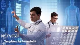  Presentation with telemedicine word cloud concept - Cool new PPT theme with doctor in telemedicine concept looking backdrop and a ocean colored foreground