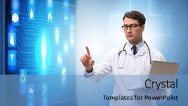  Presentation with telemedicine - Presentation theme consisting of doctor in telemedicine concept looking background and a teal colored foreground