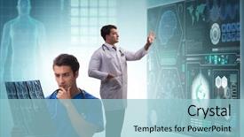  Presentation with telemedicine - Slide set having doctor in telemedicine concept looking background and a light blue colored foreground