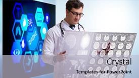  Presentation with telemedicine - Audience pleasing slide deck consisting of doctor in telemedicine concept looking backdrop and a light gray colored foreground