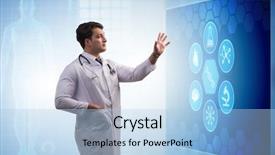  Presentation with telemedicine - PPT theme featuring doctor in telemedicine concept looking background and a light blue colored foreground