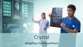  Presentation with telemedicine word cloud concept - Audience pleasing PPT theme consisting of doctor in telemedicine concept looking backdrop and a light blue colored foreground