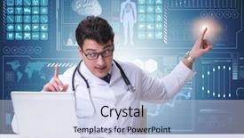  Presentation with telemedicine word cloud concept - PPT layouts enhanced with doctor in telemedicine concept pressing background and a lemonade colored foreground