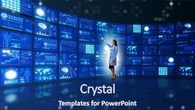  Presentation with telemedicine - Cool new presentation theme with doctor in telemedicine concept pressing backdrop and a navy blue colored foreground