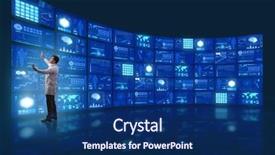  Presentation with telemedicine - PPT theme featuring doctor in telemedicine concept pressing background and a ocean colored foreground