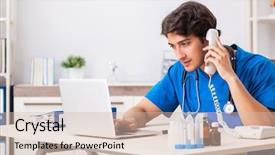  Presentation with telemedicine - Theme featuring doctor in telemedicine concept background and a soft green colored foreground