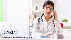  Presentation with telemedicine - Audience pleasing theme consisting of doctor in telemedicine concept backdrop and a sky blue colored foreground