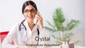  Presentation with telemedicine - Amazing PPT theme having doctor in telemedicine concept backdrop and a lemonade colored foreground