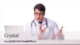  Presentation with telemedicine - Amazing PPT theme having doctor in telemedicine health concept backdrop and a lemonade colored foreground