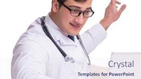  Presentation with mhealth - Beautiful presentation featuring doctor-in-telemediine-mhealth-concept backdrop and a sky blue colored foreground