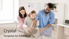  Presentation with medical procedures - Slide deck consisting of doctor in uniform putting funnel background and a mint green colored foreground