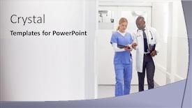  Presentation with digital hospital - Slide deck with doctor-in-white-coat background and a white colored foreground