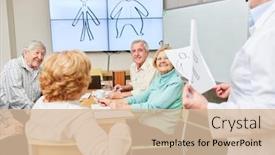  Presentation with healthy eating - Slide set consisting of doctor-informs-seniors-about-healthy background and a lemonade colored foreground