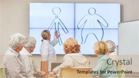  Presentation with weight - Beautiful theme featuring doctor-informs-seniors-about-losing backdrop and a coral colored foreground