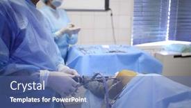  Presentation with knee - Colorful slide set enhanced with doctor-is-doing-puncture backdrop and a ocean colored foreground