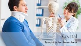 Presentation with injury - Amazing presentation design having doctor is explaining to patient with neck injury backdrop and a light blue colored foreground