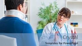  Presentation with asian doctor obese patient - Cool new PPT theme with doctor-is-explaining-to-patient backdrop and a light blue colored foreground