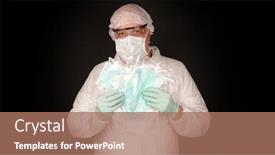  Presentation with virus disease - Slide deck having doctor-is-holding-protective-masks background and a coral colored foreground