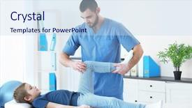 Presentation with physiotherapist - Presentation theme having doctor kids - physiotherapist working with patient background and a sky blue colored foreground