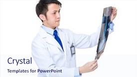  Presentation with xray - Cool new PPT theme with doctor look at xray film backdrop and a sky blue colored foreground