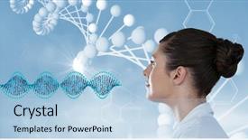  Presentation with dna structure - Theme featuring doctor looking at dna structure background and a  colored foreground