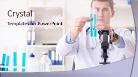  Presentation with microbiology - Presentation theme with doctor looking at lab result background and a lemonade colored foreground