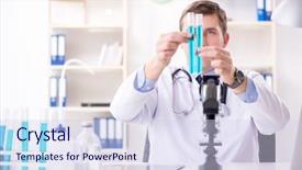  Presentation with mouse in a lab - Colorful PPT theme enhanced with doctor looking at lab results backdrop and a sky blue colored foreground