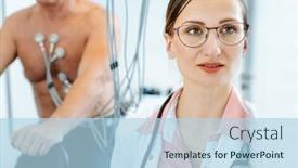  Presentation with exercise doctor - Presentation design consisting of doctor-looking-at-screen background and a light blue colored foreground