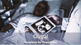  Presentation with digital hospital - Colorful slide deck enhanced with doctor looking at sonography report backdrop and a seafoam green colored foreground