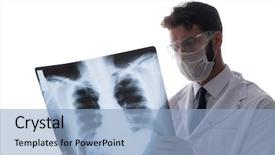  Presentation with human anatomy medical images - Slide set consisting of doctor looking at x-ray background and a light blue colored foreground