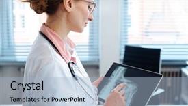  Presentation with shoulder - Colorful presentation theme enhanced with doctor looking at x-ray backdrop and a light blue colored foreground