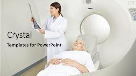 Presentation with mri - Cool new slide set with doctor-looking-at-x-ray backdrop and a light gray colored foreground