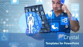  Presentation with telehealth - PPT layouts with doctor-looking-at-x-ray background and a ocean colored foreground