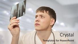  Presentation with xray - PPT theme having doctor looking at hands x background and a soft green colored foreground