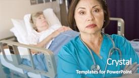  Presentation with patients - Colorful slides enhanced with doctor looking serious in patients room backdrop and a teal colored foreground